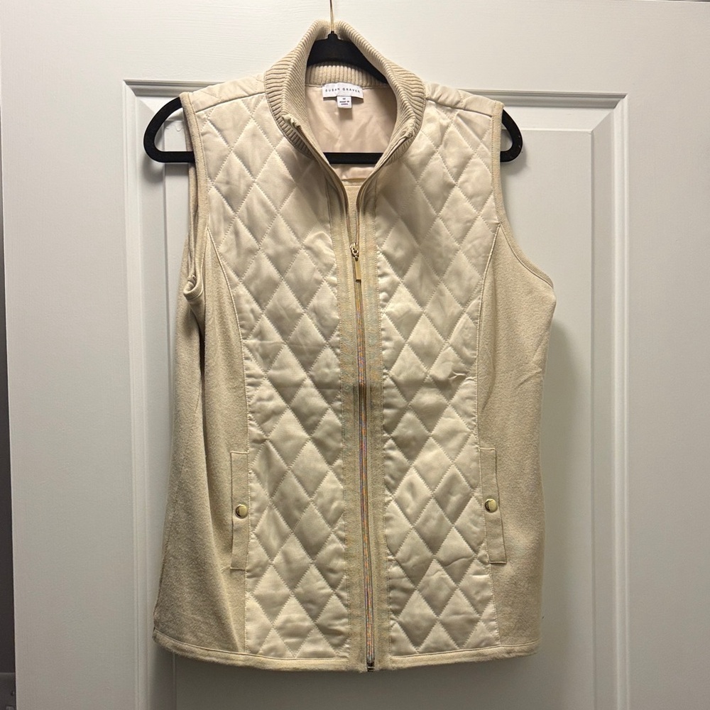 Susan Graver Beige Quilted Vest